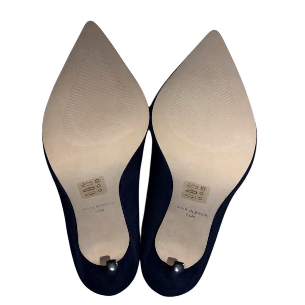 Massimo Matteo 90MM Pointy Toe Pump Stiletto  Heel Navy Blue Suede Sz 7M - Picture 3 of 10